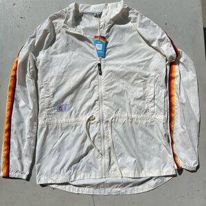 Women's Aldi's Windbreaker Multicolor L Zip Nylon Festival Shop Uniform Market